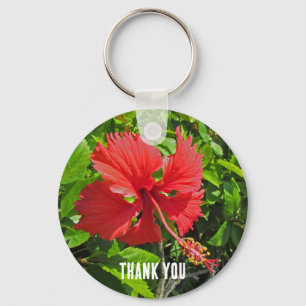 Vielen Dank für die tropische Blume Hellrosa Flora Schlüsselanhänger