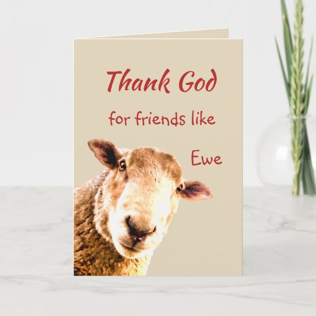 Vielen Dank für Freunde wie Sie Fun Sheep Dankeskarte (Vorderseite)