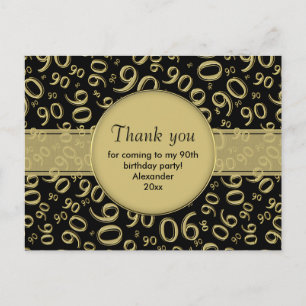 Vielen Dank für Ihr 90. Gold/Black Birthday Number Postkarte