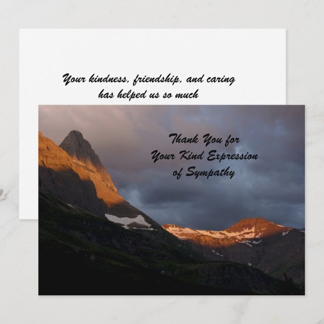 Vielen Dank für Ihr Beileid, Glacier Sunrise Card Dankeskarte (Vorne/Hinten)