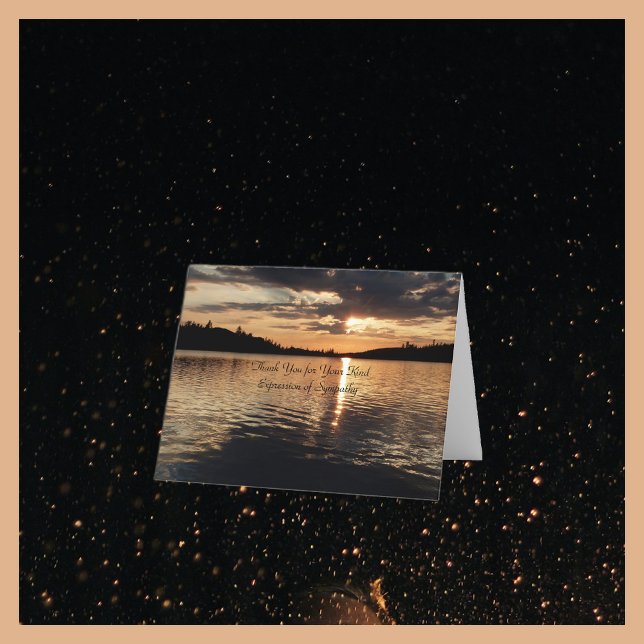 Vielen Dank für Ihr Beileid, Golden Sunset am See Dankeskarte (Von Creator hochgeladen)