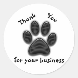 Vielen Dank für Ihr Business Dog Paw Print Runder Aufkleber