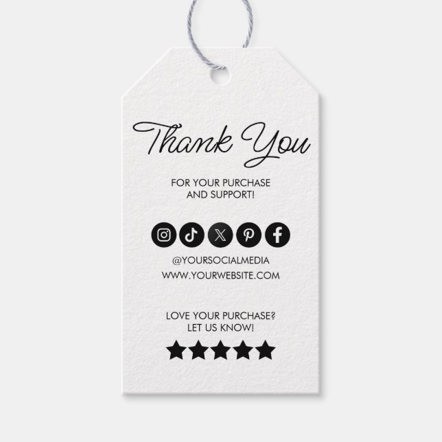 Vielen Dank für Ihr Business Logo Label Einfach mo Geschenkanhänger (Vorderseite)