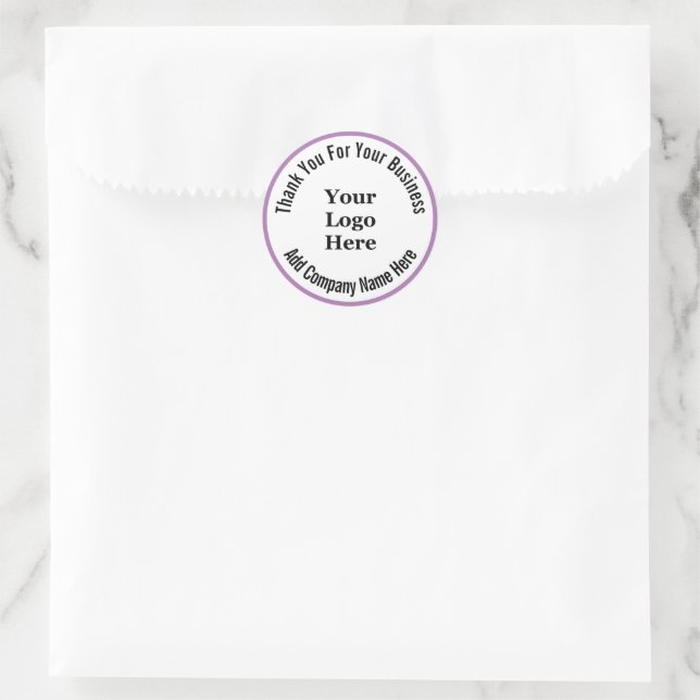 Vielen Dank für Ihr Business Logo Lavender & White Runder Aufkleber (Tasche)