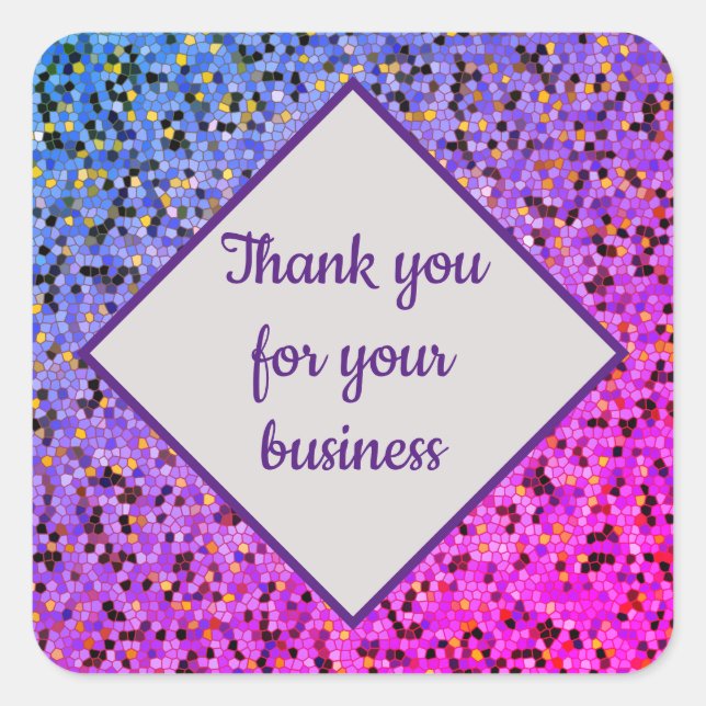 Vielen Dank für Ihr Business Mosaic Kundenempfehlu Quadratischer Aufkleber (Vorderseite)