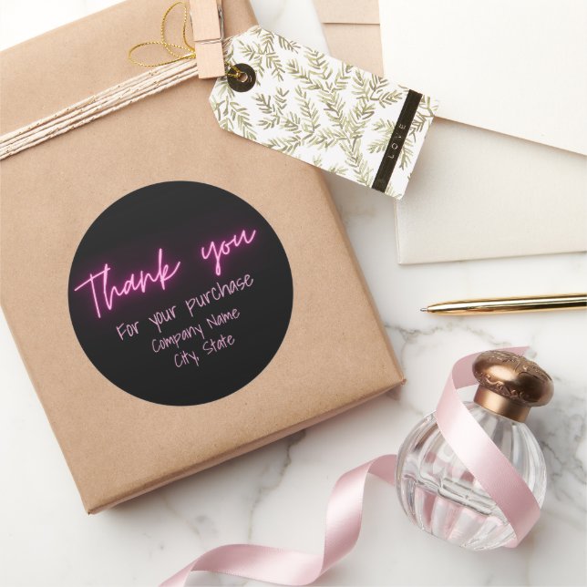 Vielen Dank für Ihr einfaches, modernes Black Pink Runder Aufkleber (Schenken)