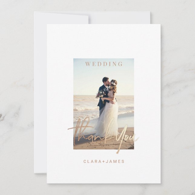 Vielen Dank für Ihr einfaches Script Wedding Beach Einladung (Vorderseite)