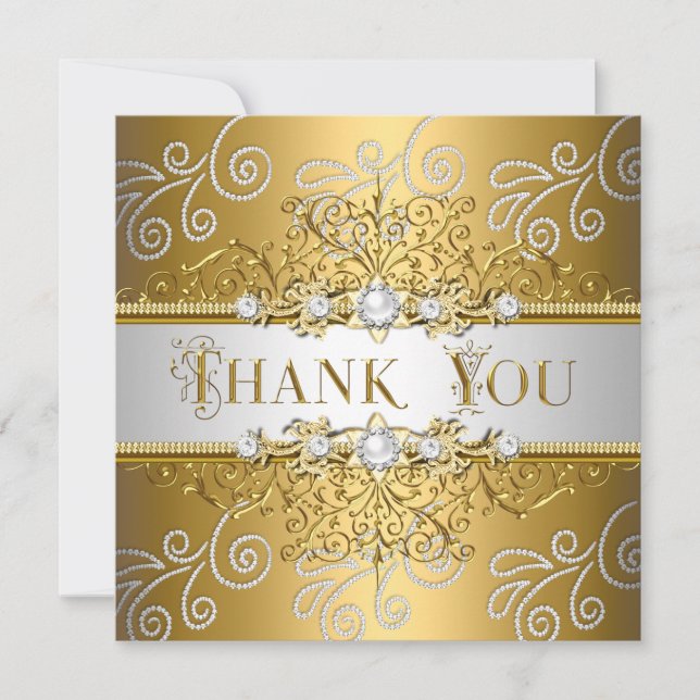 Vielen Dank für Ihr elegantes Gold Silver Lace Dia Dankeskarte (Vorderseite)