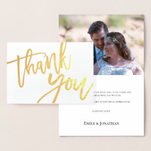 Vielen Dank für Ihr elegantes Script-Foto Wedding  Folienkarte