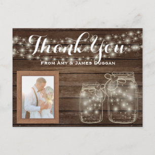 Vielen Dank für Ihr Foto Card Rustic Wedding Mason Postkarte