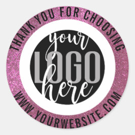 Vielen Dank für Ihr Funkelnd Pink Glitzer-Logo Runder Aufkleber