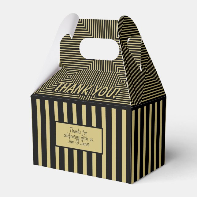 Vielen Dank für Ihr Gold und Black Geometric Strip Geschenkschachtel (Vorderseite)