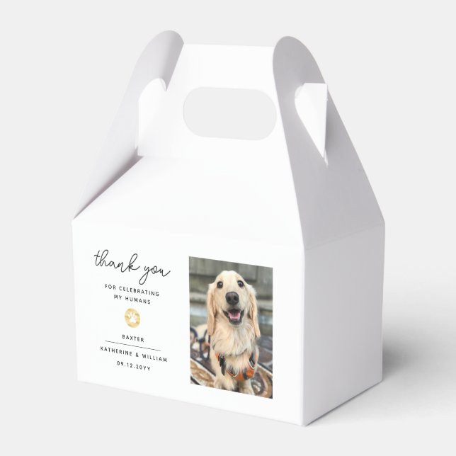 Vielen Dank für Ihr Hochzeitstiefel Foto Paw Print Geschenkschachtel (Vorderseite)