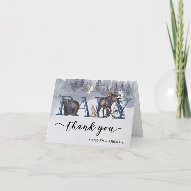 Vielen Dank für Ihr Interesse an Baby Shower Woodl Dankeskarte (Vorderseite)
