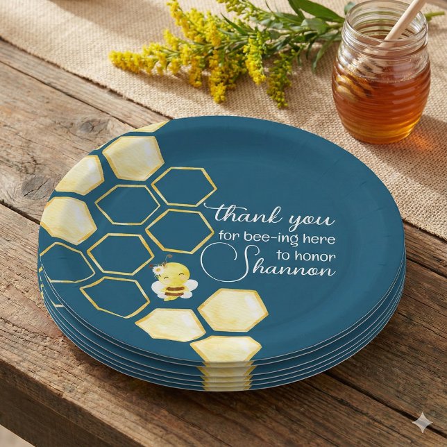 Vielen Dank für Ihr Interesse an der Papierplatte Pappteller (Celebrate the special mommy to be with these cute, "Thank you for bee-ing here" baby shower plates! )