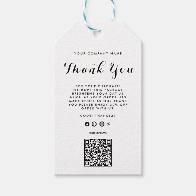 Vielen Dank für Ihr Interesse an der QR-Kodierung Geschenkanhänger (Vorderseite)