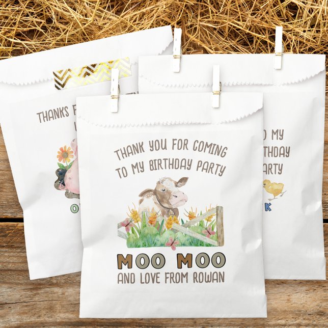 Vielen Dank für Ihr Kommen Cow Moo Farm Thema Geschenktütchen (Farm theme birthday party favor bags inspired by old macdonald nursery rhyme
)