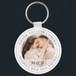 Vielen Dank für Ihr Kommen und Ihre Hochzeit mit k Schlüsselanhänger<br><div class="desc">Dieses einfache und klassische Design besteht aus Serifentypografie und fügt ein benutzerdefiniertes Foto hinzu. "Danke,  dass du gekommen bist" geschrieben in Serif.</div>