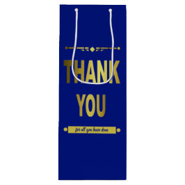Vielen Dank für Ihre Anerkennung Blue Gold Typogra Geschenktüte Für Weinflaschen