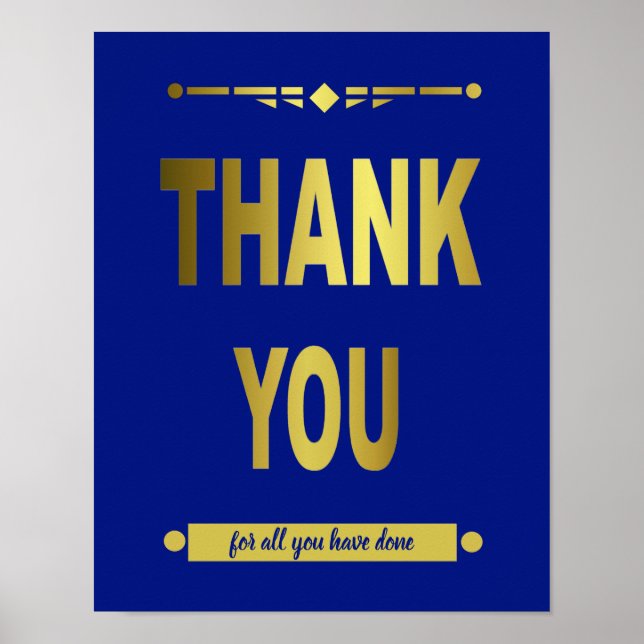Vielen Dank für Ihre Anerkennung Blue Typografy Poster (Vorne)