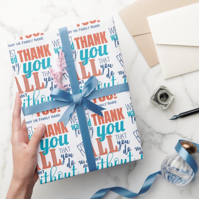 Vielen Dank für Ihre Anerkennung Typografie Geschenkpapier (Schenken)