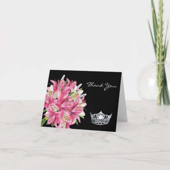 Vielen Dank für Ihre Anmerkung Card Crown & Lilien Dankeskarte (Vorderseite)