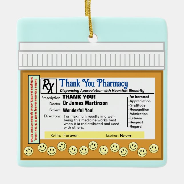 Vielen Dank für Ihre Apotheke Keramikornament (Vorderseite)