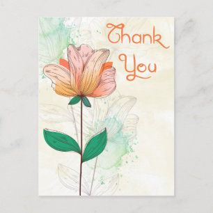 Vielen Dank für Ihre Aquarellfarbe Pink & Orange B Postkarte