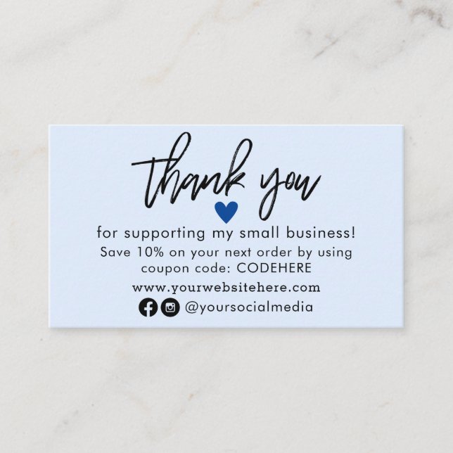Vielen Dank für Ihre Bestellcoupon Code Business C Visitenkarte (Vorderseite)