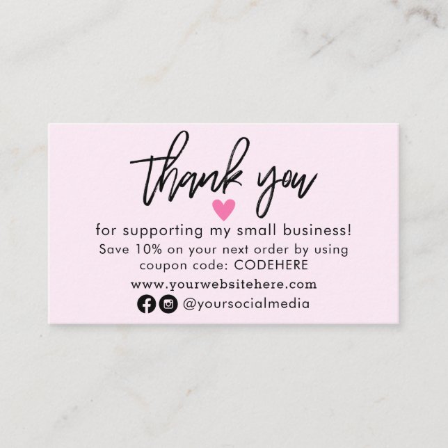 Vielen Dank für Ihre Bestellcoupon Code Business C Visitenkarte (Vorderseite)