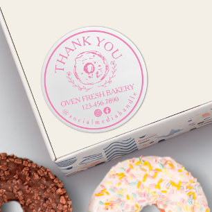 Vielen Dank für Ihre Bestellung Bäckerei Pink Donu Runder Aufkleber