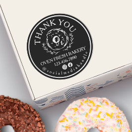 Vielen Dank für Ihre Bestellung Bäckerei Schwarz-w Runder Aufkleber