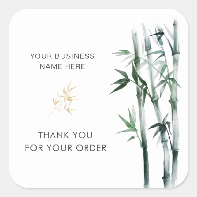 Vielen Dank für Ihre Bestellung Bamboo Quadratischer Aufkleber (Vorderseite)