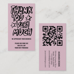Vielen Dank für Ihre Bestellung DISCOUNT CODE QR C Visitenkarte