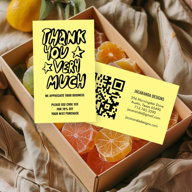 Vielen Dank für Ihre Bestellung DISCOUNT CODE QR C Visitenkarte (Thanks for Your Order DISCOUNT CODE QR Code Thank You for your Business Card
)