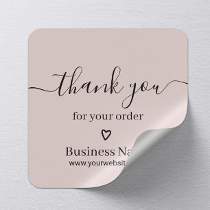 Vielen Dank für Ihre Bestellung Girly Blush Pink Quadratischer Aufkleber