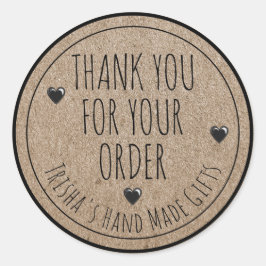 Vielen Dank für Ihre Bestellung Kraft Hintergrund  Runder Aufkleber