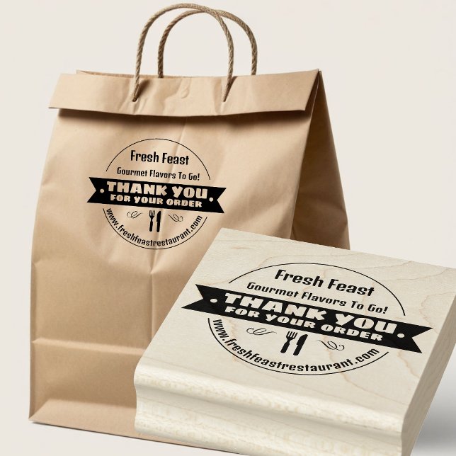 Vielen Dank für Ihre Bestellung nahm Food Personal Gummistempel (🍴 Stamp your brand on every order! 🛍️)
