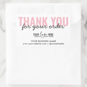 Vielen Dank für Ihre Bestellung Pink Custom Logo Rechteckiger Aufkleber