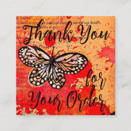 Vielen Dank für Ihre Bestellung Retro Butterfly Ra Quadratische Visitenkarte
