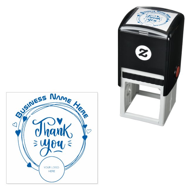 Vielen Dank für Ihre Briefmarke mit Firmennamen un Permastempel (Beispiel)
