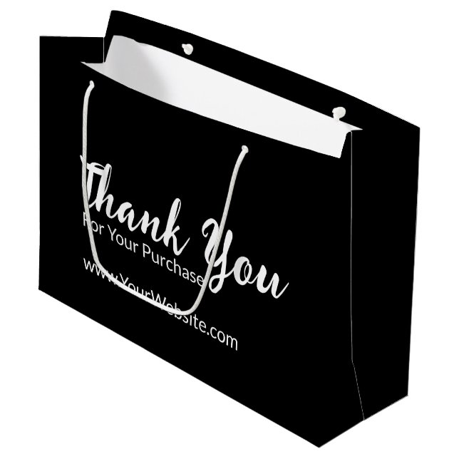 Vielen Dank für Ihre Einkauf Website Black & White Große Geschenktüte (Vorderseite Schrägansicht)