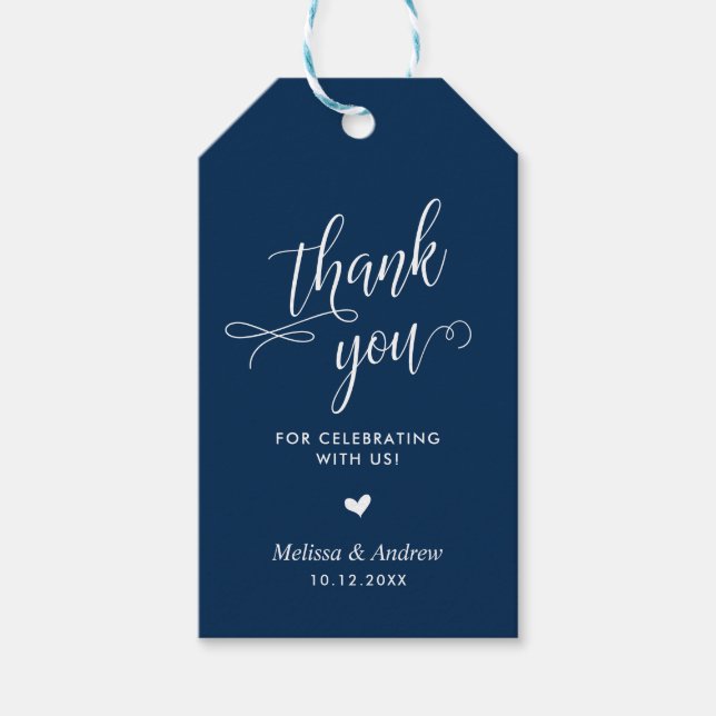 Vielen Dank für Ihre Feier, Navy Blue, Wedding Geschenkanhänger (Vorderseite)