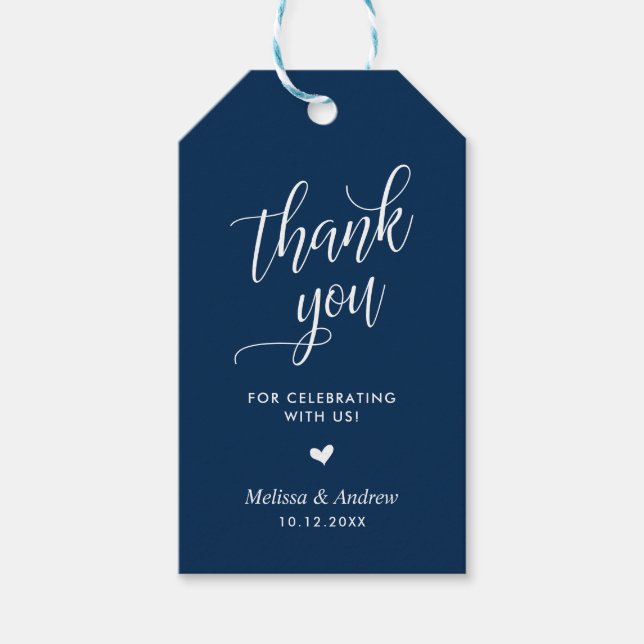 Vielen Dank für Ihre Feier, Navy Blue, Wedding Geschenkanhänger (Vorderseite)