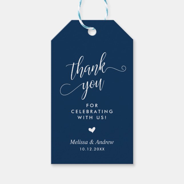 Vielen Dank für Ihre Feier, Navy Blue, Wedding Geschenkanhänger (Vorderseite)