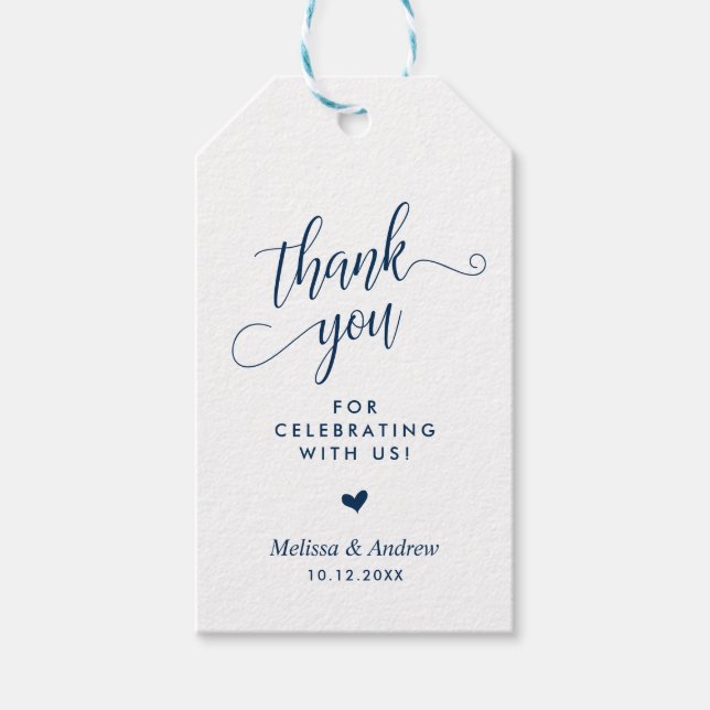 Vielen Dank für Ihre Feier, Navy Blue, Wedding Geschenkanhänger (Vorderseite)