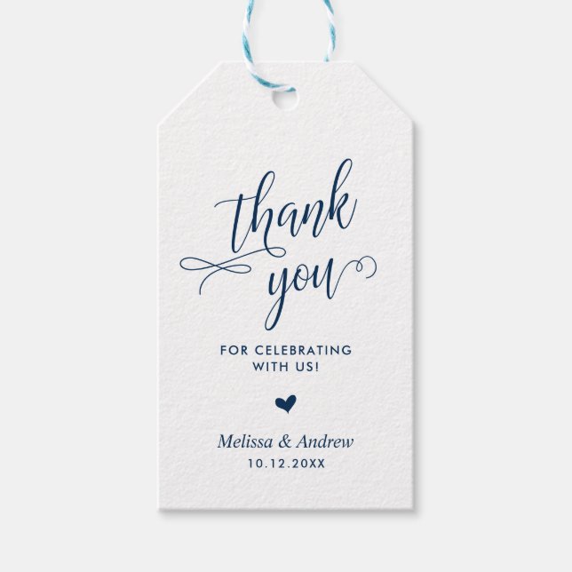 Vielen Dank für Ihre Feier, Navy Blue, Wedding Geschenkanhänger (Vorderseite)