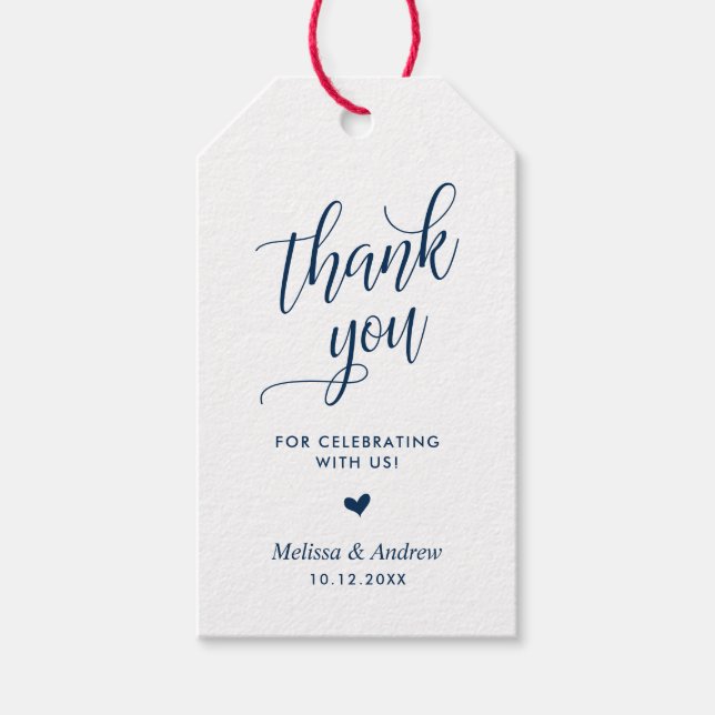 Vielen Dank für Ihre Feier, Navy Blue, Wedding Geschenkanhänger (Vorderseite)