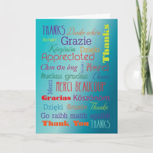 Vielen Dank für Ihre Fremdsprachenausdrücke Dankeskarte (Vorderseite)