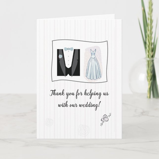 Vielen Dank für Ihre Hilfe bei unserer Hochzeit Tu Karte (Vorderseite)